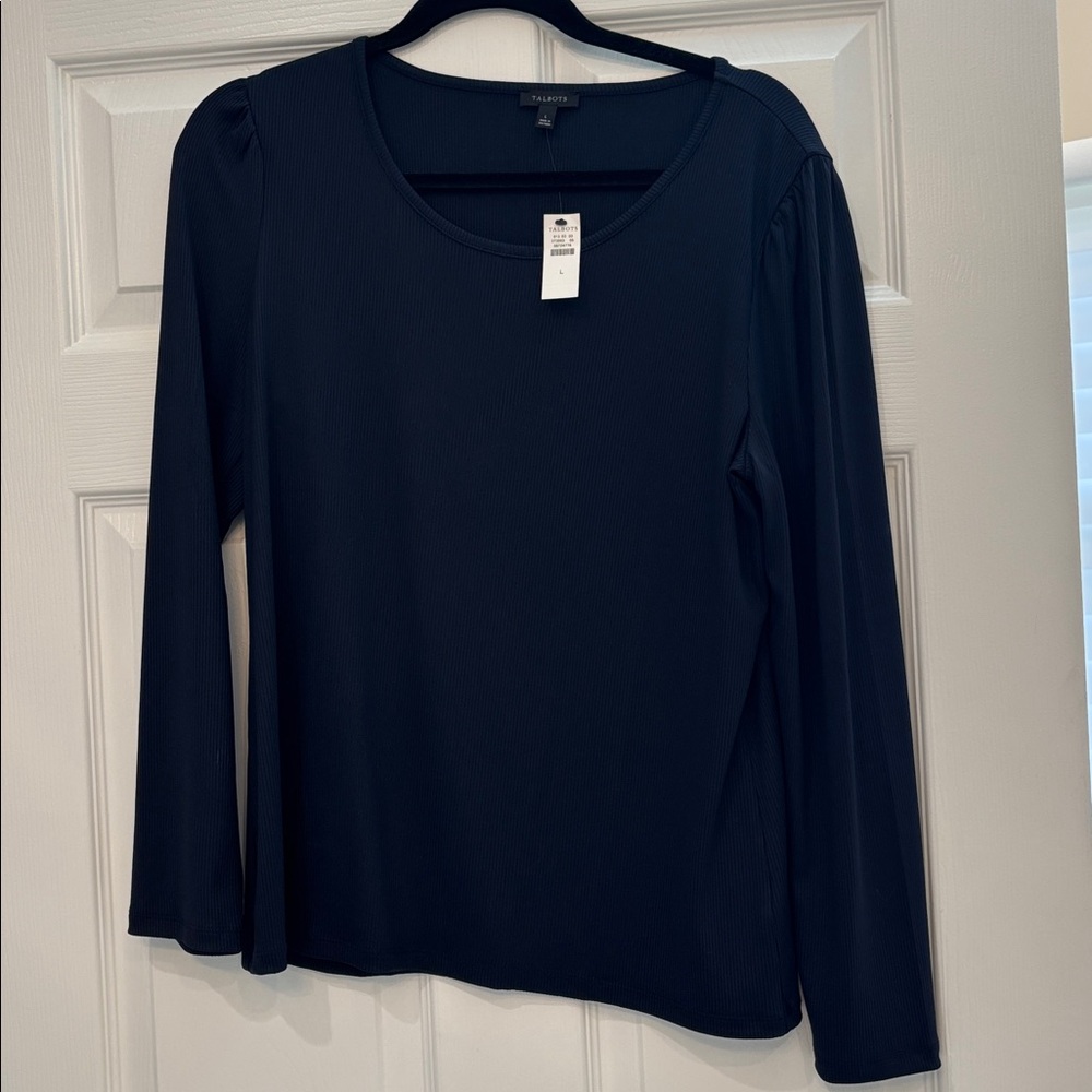 Talbots Navy Long Sleeve Top - Picture 2 of 5
